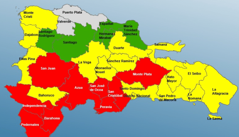 COE disminuye niveles de alerta roja en el GSD, SPM y La Romana; 9 provincias siguen en roja
